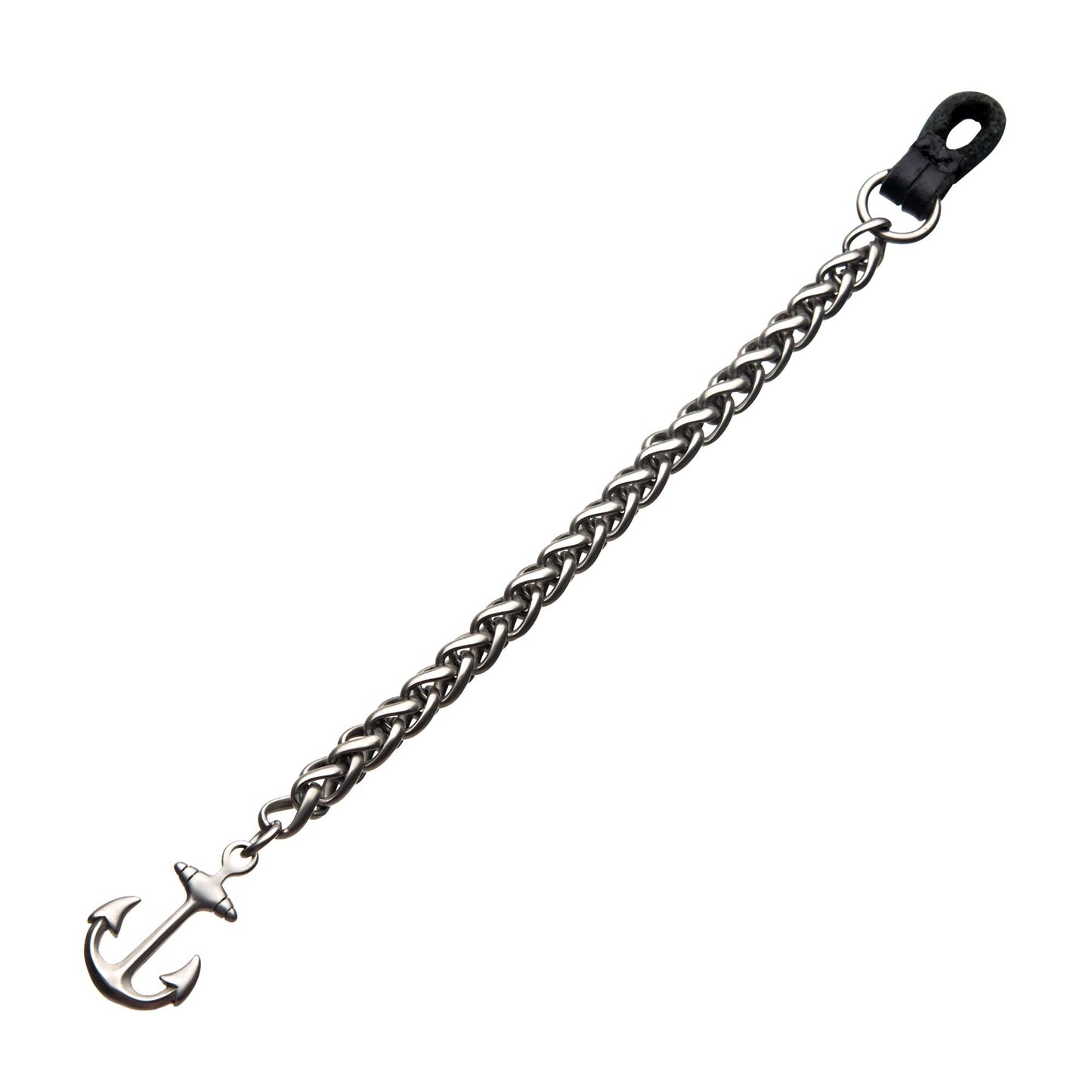 Antiqued Finish Anchor Chain Bracelet - Steel