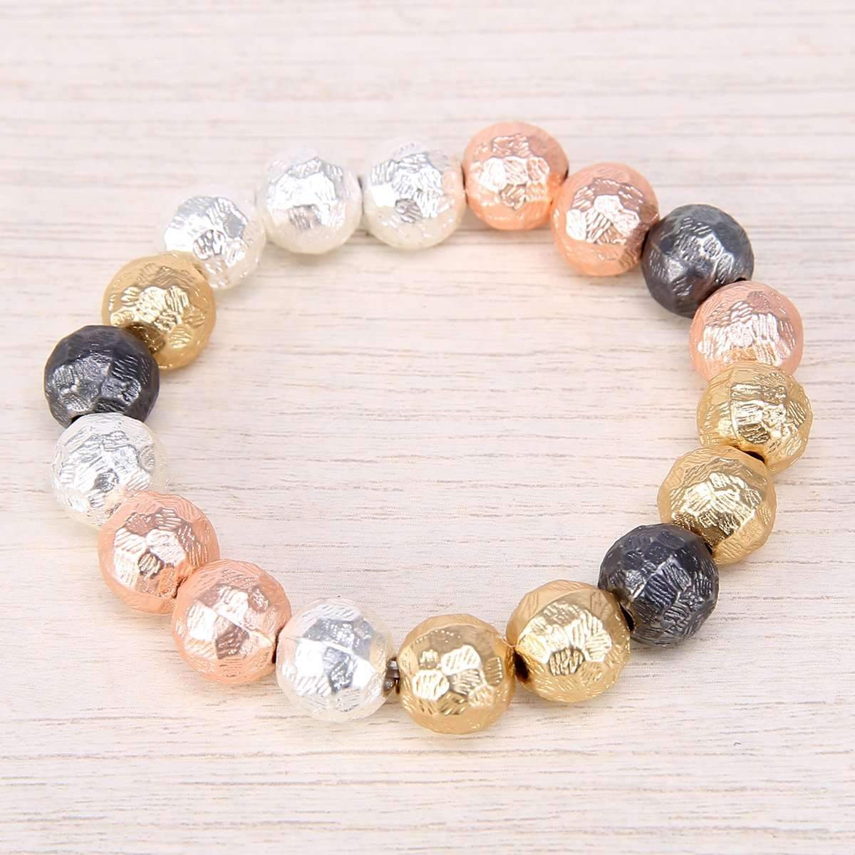 Blurred Metals Beaded Stretch Bracelet,Bracelets,Elly, by Mad Style