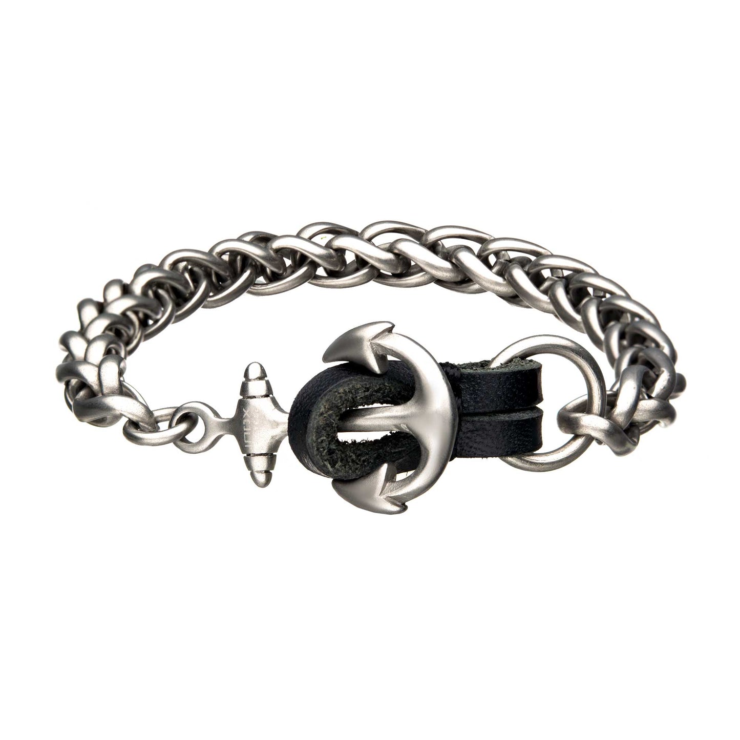 Antiqued Finish Anchor Chain Bracelet - Steel