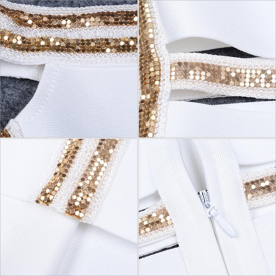 ADYCE Sexy Slash Neck Sequined Hollow Out Midi Off Shoulder Bandage Party Dress - H5223, White / S, White / M, White / L