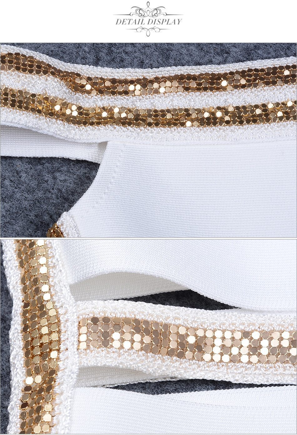 ADYCE Sexy Slash Neck Sequined Hollow Out Midi Off Shoulder Bandage Party Dress - H5223, White / S, White / M, White / L